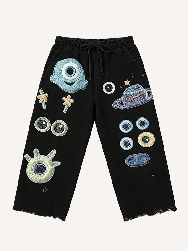 Cute patchwork one-eyed monster fashion trousers