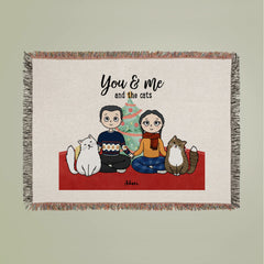 You, me & the cats Woven Blanket