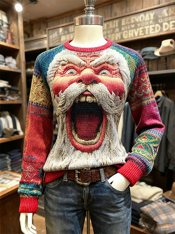 Candy-colored Santa Claus sweatshirt with a cheerful and cheerful design