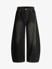 Denim Street Leopard Print Barrel Jeans - 2458