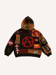 Handsome distressed multi-color Halloween and Christmas all-match sweatshirt