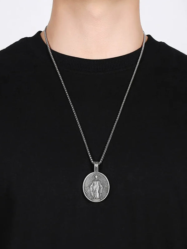 Our Lady is in my heart and blesses me, my family and friends necklace