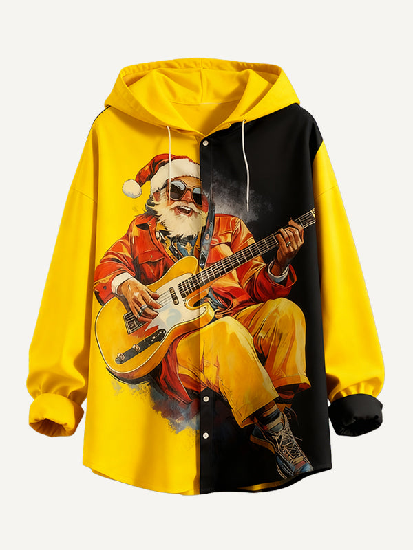 Crazy Rock Disco Santa Claus Helps You Wear a Hoodie