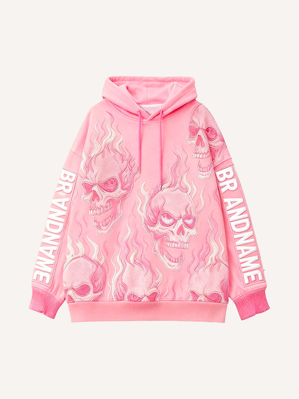 Flaming Love Angel from Hell Loose Embroidered Textured Sweatshirt