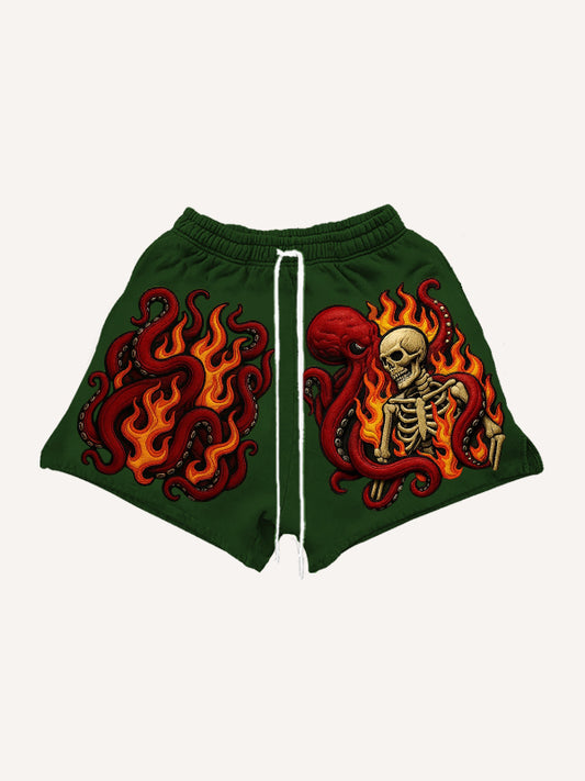 Kraken Skeleton Sea Monster Hooded Shorts