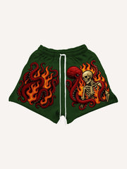 Kraken Skeleton Sea Monster Hooded Shorts