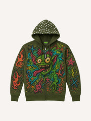 Space Monster Attack Printed Hoodie