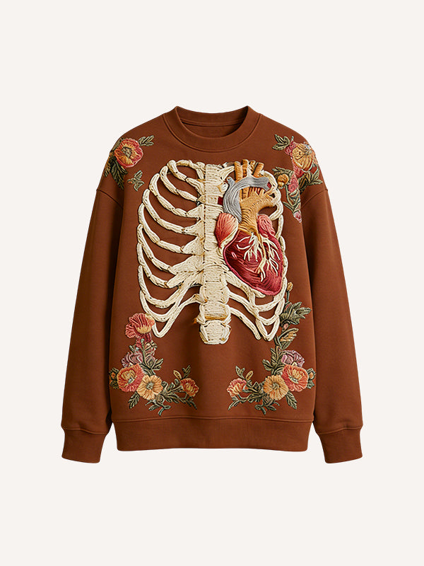 Love Is Forever Skeleton Print Crew Neck Sweatshirt