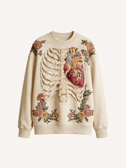 Love Is Forever Skeleton Print Crew Neck Sweatshirt