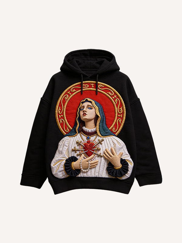 Virgin Mary Faith Always In My Heart Y2K Graphic Hoodie