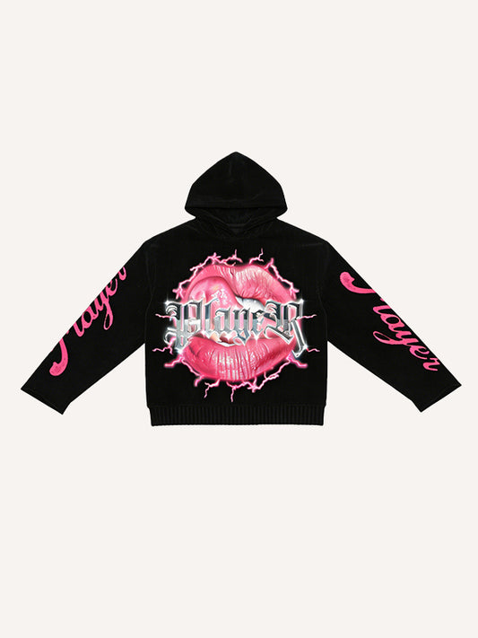 Whose red lips are dangerous yet alluring Printed sweatshirt