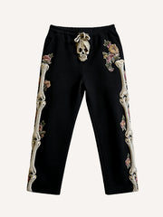 Knitted Heart Skeleton Printed Pants