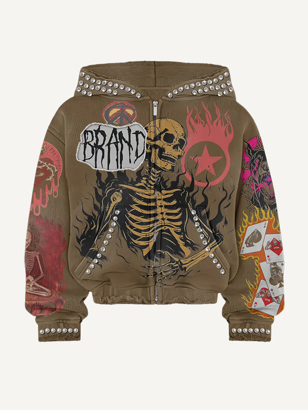 The Evil Dead Hell Skull Hate Print Distressed sweatshirt