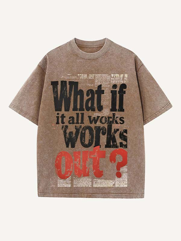 Distressed Washed Letter Print Round Neck T-shirt