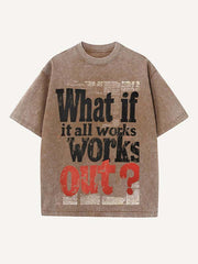 Distressed Washed Letter Print Round Neck T-shirt