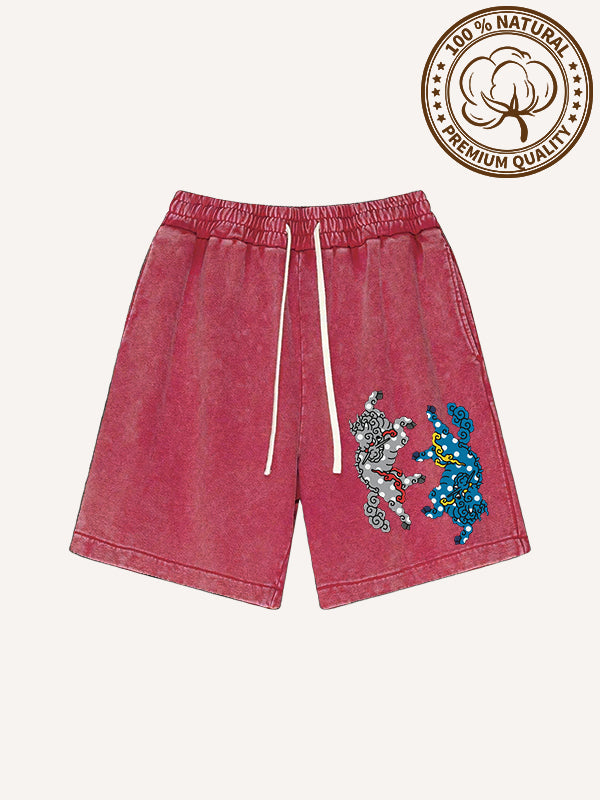Pure cotton printed tiger descending the mountain high-end gift shorts for personal wear