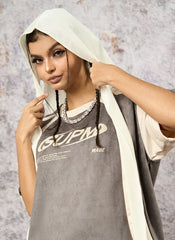 Jersey Deconstructed Contrast Color Stitching Print T-shirt