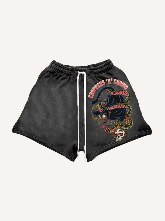 Tengshe Black Panther Skull Shorts
