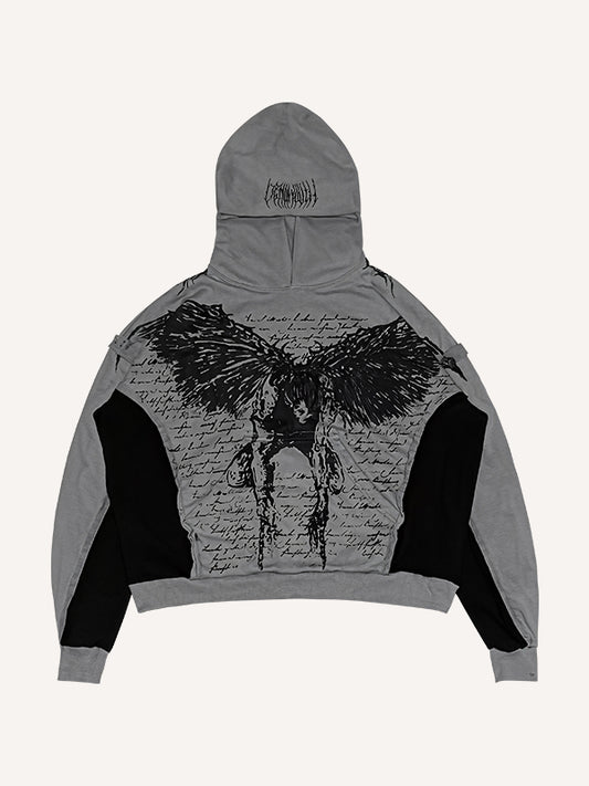 Kapuzenpullover mit Figure&amp;Wing-Grafikdruck und schrägen Taschen 