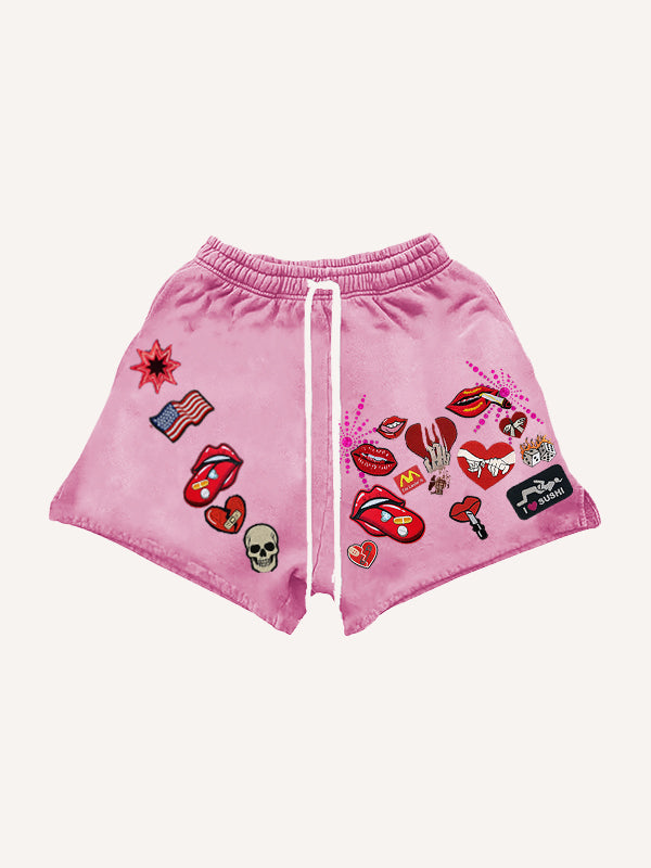 Sexy Trendy Red Lip Shorts
