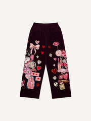 Meeting you is my lucky printed trousers