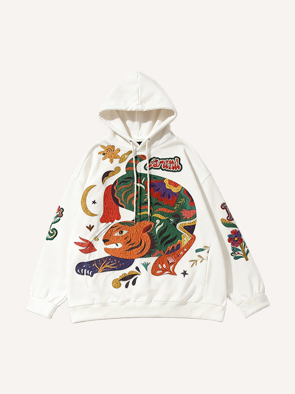 Artist Series embroidered dragon and tiger print sweatshirt