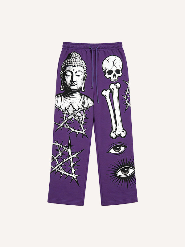 Buddha is salvation of all things printed fashion trousers