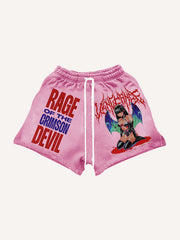 Hand-painted sexy female devil textured shorts