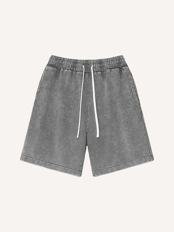 100% pure cotton washed and thickened crew neck multi-color textured shorts