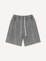 100% pure cotton washed and thickened crew neck multi-color textured shorts