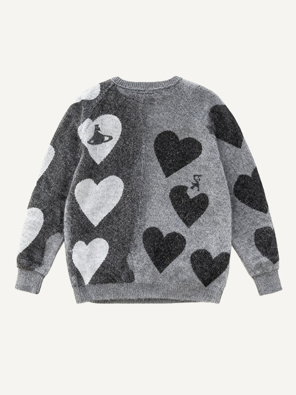 Celebrity-style round-neck heart-shaped warm sweatshirt