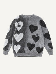 Celebrity-style round-neck heart-shaped warm sweatshirt