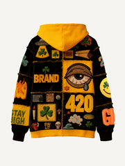 Fashionable Christmas and four-season sweatshirt with multi-pattern patchwork prints