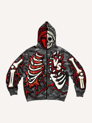 Two-tone skull cool goddess high-definition printed sweatshirt