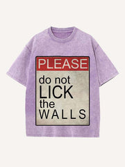 Distressed Washed Letter Print Round Neck T-shirt