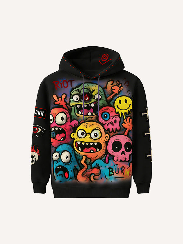 Invincible Monster Battle Warm Printed Hoodie