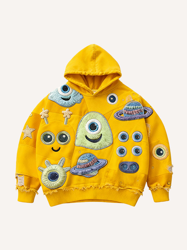 Cute patchwork one-eyed monster fashion sweatshirt