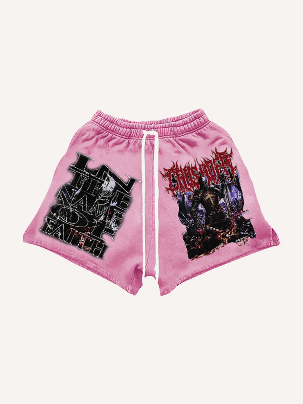 Hand-painted dark style rap shorts