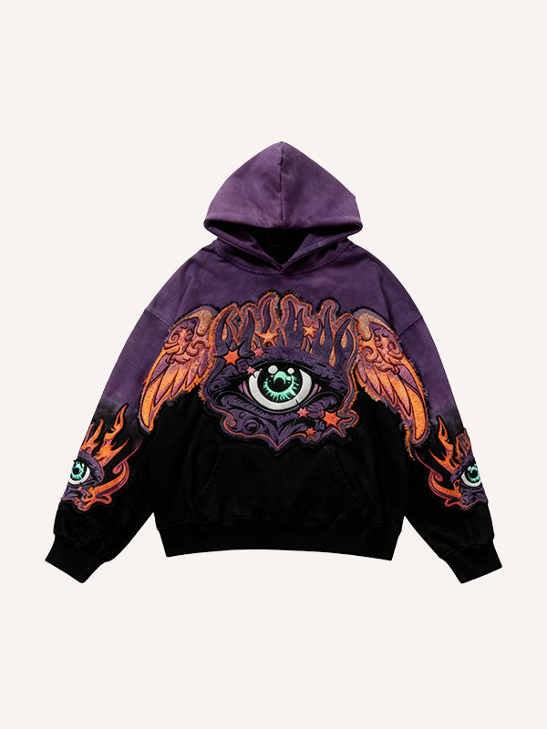 Colorblock All-Seeing Eye and Free Eye Angel Guardian Embroidery Sweatshirt