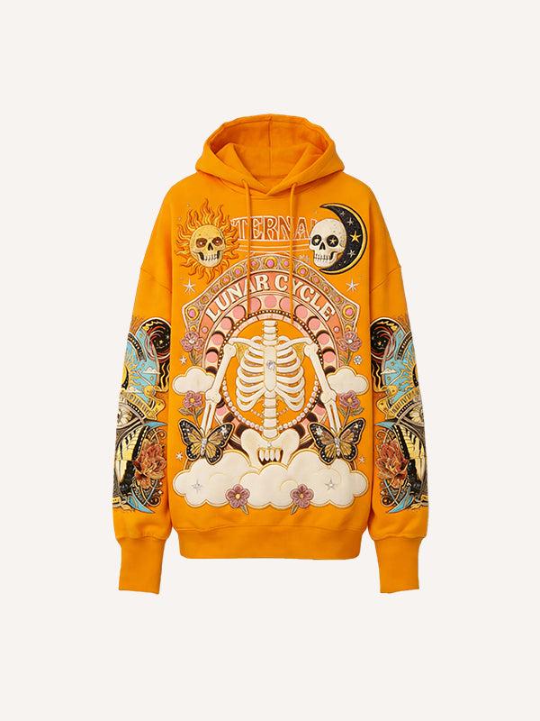 Retro lucky print gothic style sweatshirt