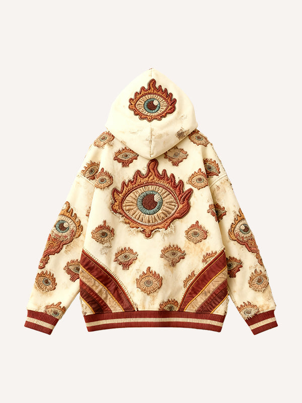 All-Seeing Eye Embroidered Textured Gazing Eye Sweatshirt