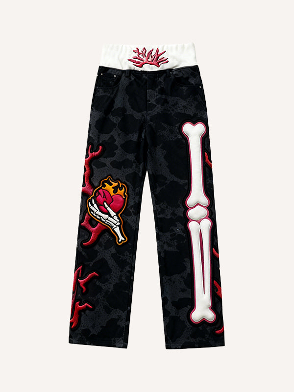 Hooded skull print stylish all-season trousers