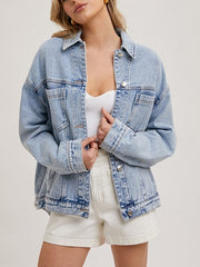 Celebrity-endorsed washed denim jacket for all seasons
