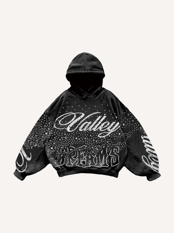 Retro distressed double hooded sweatshirt