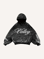 Retro distressed double hooded sweatshirt