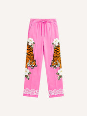 Artistic illustration jacquard print all-season trousers