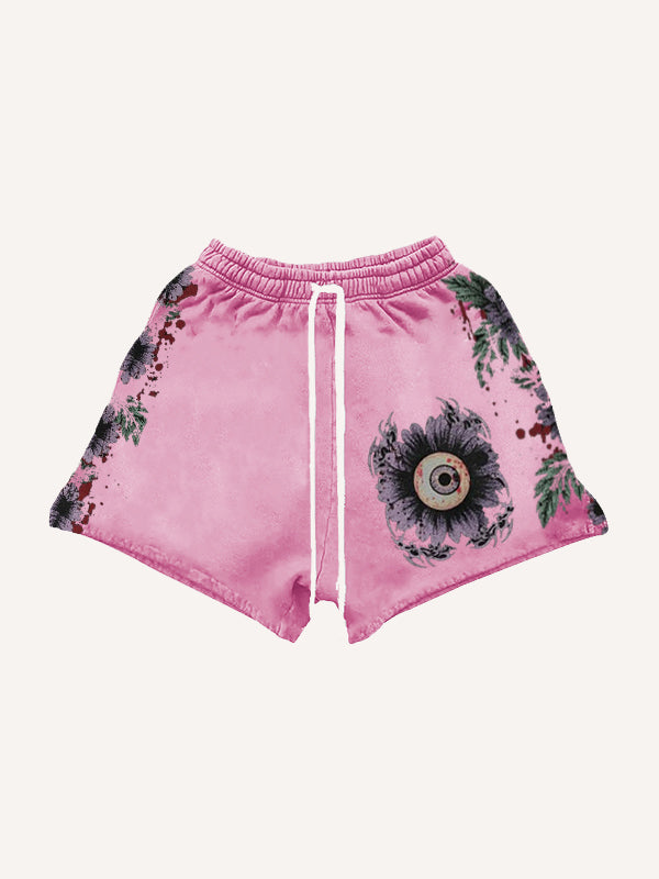 Eye of Hell hand-painted art illustration shorts