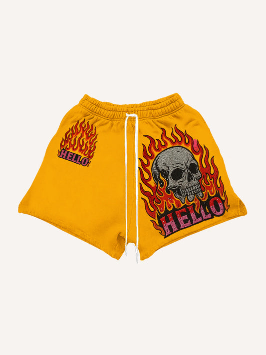 Colorful textured crew neck Halloween shorts