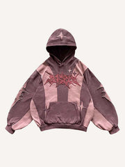 Colorblock Graphic Faux Decal Print Slant Pockets Hoodie
