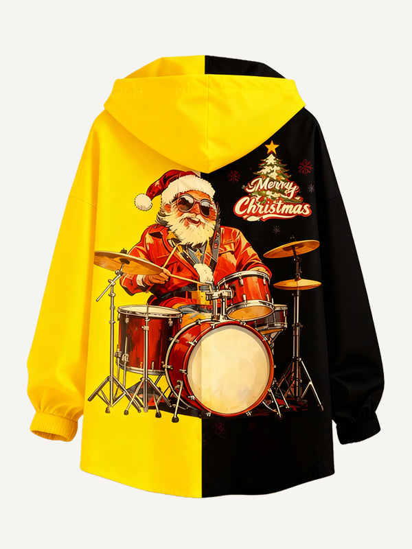 Crazy Rock Disco Santa Claus Helps You Wear a Hoodie